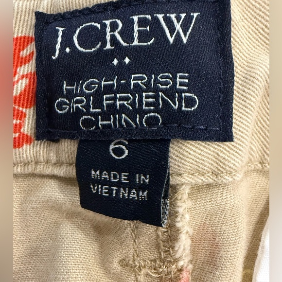 J.Crew High Rise Girlfriend Chino Lobster Print Khaki Pants 6 - Picture 5 of 9